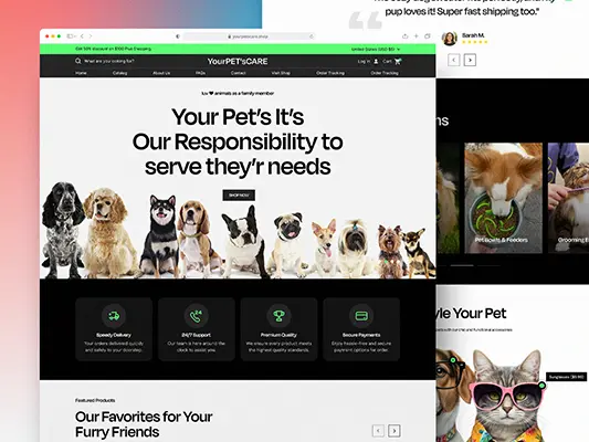 Website UI Design - Your Pet's Care Shop Preview